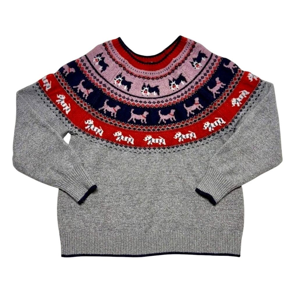 Fair Isle Dog Sweater Metallic Nordic Ski Lodge Ugly Christmas Sweater XL 16-18